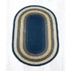 Braided Rug, Oval, 3'x5' - Lt. Blue/Dk. Blue/Mustard