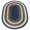 Braided Rug, Oval, 6'x9' - Lt. Blue/Dark Blue/Mustard