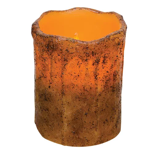 Burnt Mustard Drip Pillar, 4″