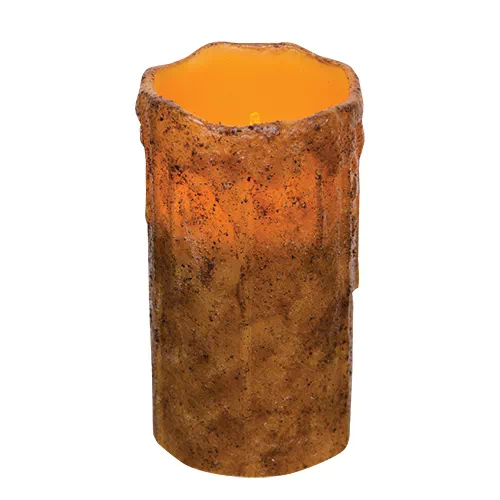 Burnt Mustard Drip Pillar, 6″