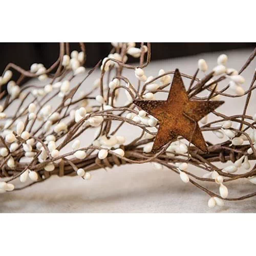 Pip Berry Garland With Stars, Ivory, 40″