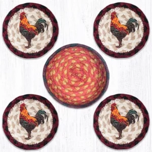 Coasters in a Basket - Rustic Rooster