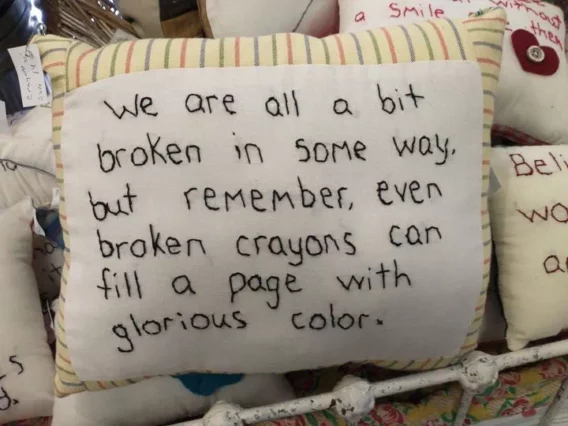 'We Are All a Bit Broken in Some Way' Pillow